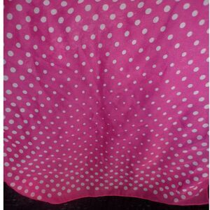 vintage pink and white polka dot polyester scarf 20x20"